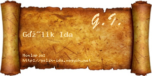 Gálik Ida névjegykártya